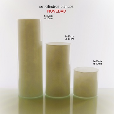 102030 BL-SET CILINDROS H:10-20-30 CM BLANCO SIN TAPA